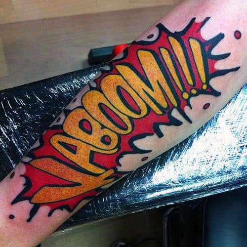 Kaboom Mens Pop Art Forearm Tattoos