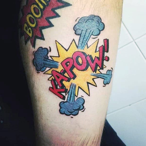 Kapow With Clouds Pop Art Mens Tattoo