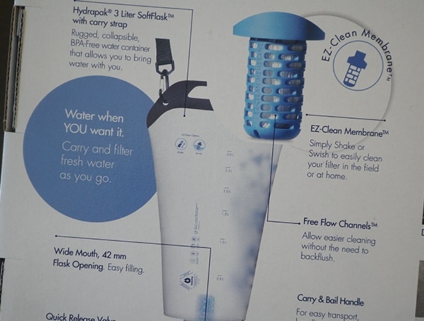 Katadyn Gravity Befree Water Filtration System Back Of Box Highlights