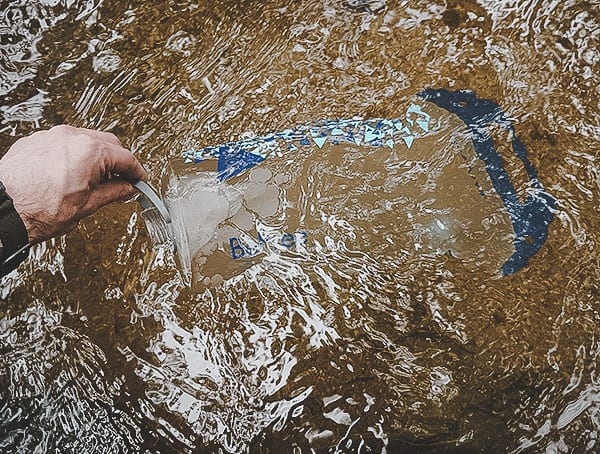 Katadyn Gravity Befree Water Filtration System Cleaning Dirty Creek Water