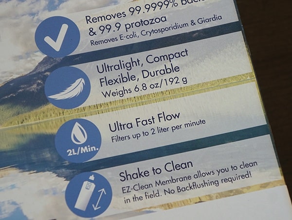 Katadyn Gravity Befree Water Filtration System Front Of Box Highlights