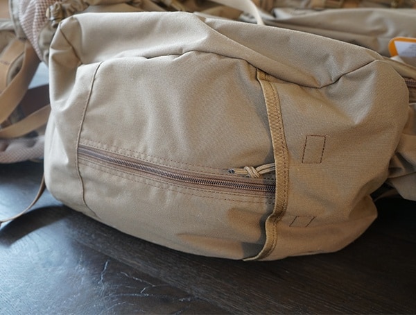 Kelty Tactical Eagle 7850 Backpack Coyote Brown Side Compartment Zipped Closed