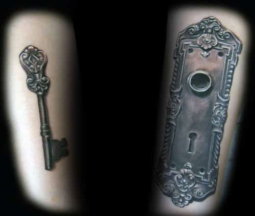 Key With Door Keyhole Mens Arm Tattoos