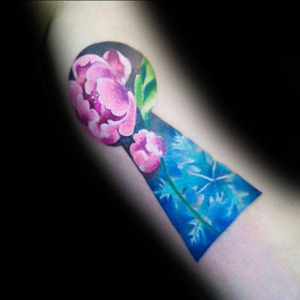 Keyhole Mens Floral Tattoos