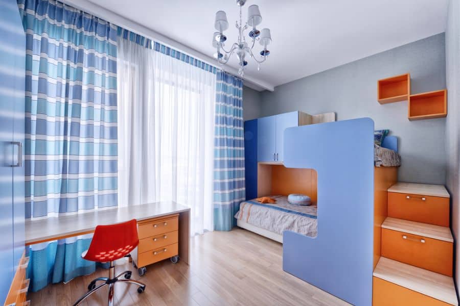blue color kids room unique bed storage solutions