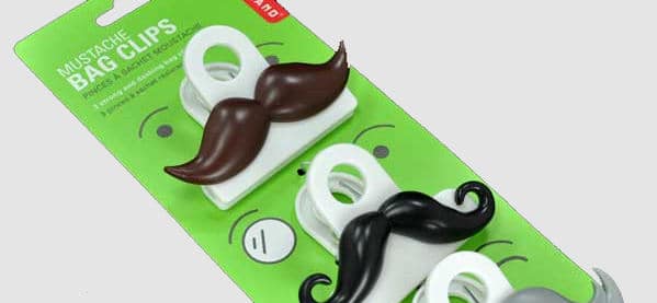 mustache bag clips