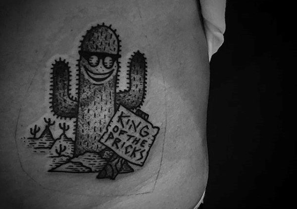 King Of The Pricks Cactus Rib Cage Side Tattoos For Males
