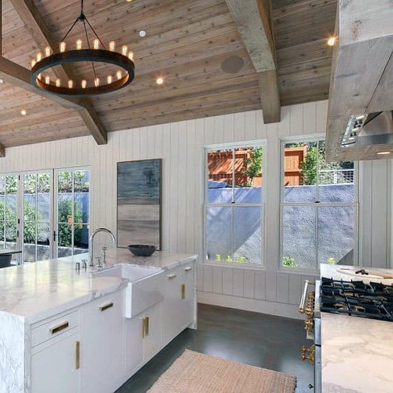 Kitchen Painted White Shiplap Wood Wall Ideas