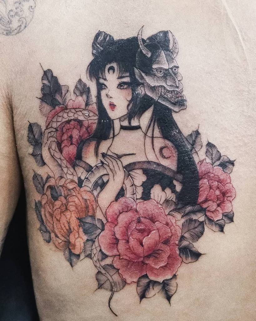 Kitsune Mask Sailor Moon Tattoo