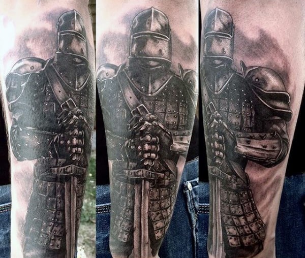 Knight With Sword Tattoo For Men