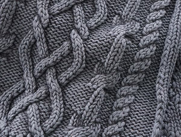 Knit Detail Kinross Cashmere Mens Dark Navy Chunky Cotton Cable Scarves