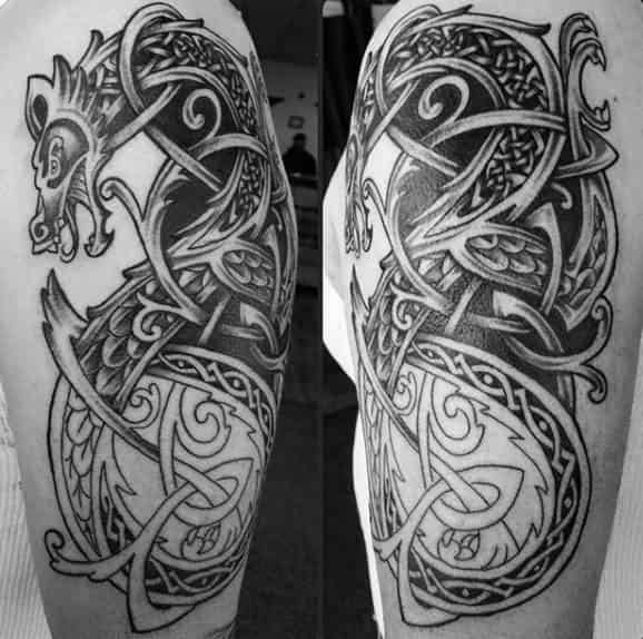 Knots Guys Dragon Celtic Tattoo Design On Arms