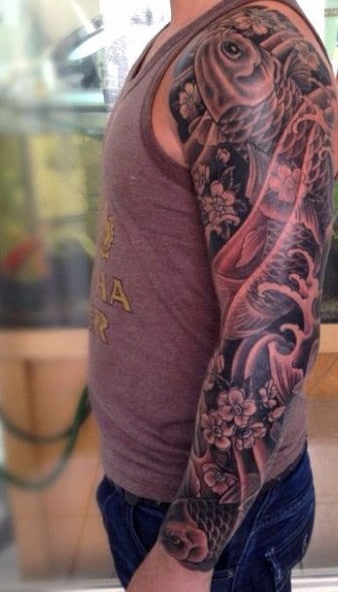 Koi Fish Shoulder Tattoo For Men