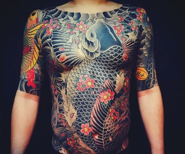 Koi Fish Themed Guys Half Sleeve Japanese Tattoo Ideas