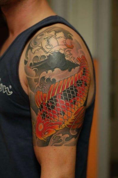 Koi Half Sleeve Shoulder Tattoo