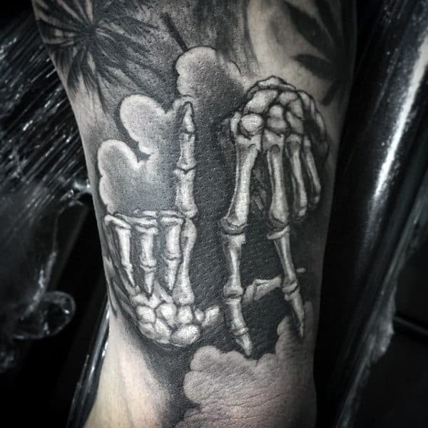 La Sign Skeleton Hand Mens Arm Sleeve Tattoo
