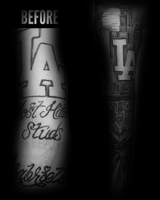 La Themed Guys Tattoo Cover Up Sleeve Inspiration