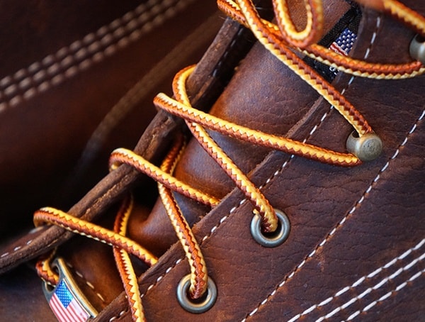 Lace Detail With American Flag Pin Carolina 6 Inch Wedge Sole Work Boots