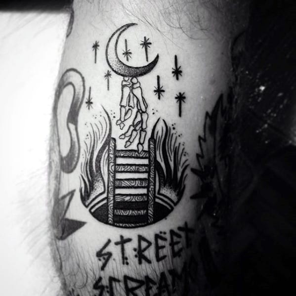 Ladder With Skeleton Hand Leg Male Filler Tattoo Design Inspiration
