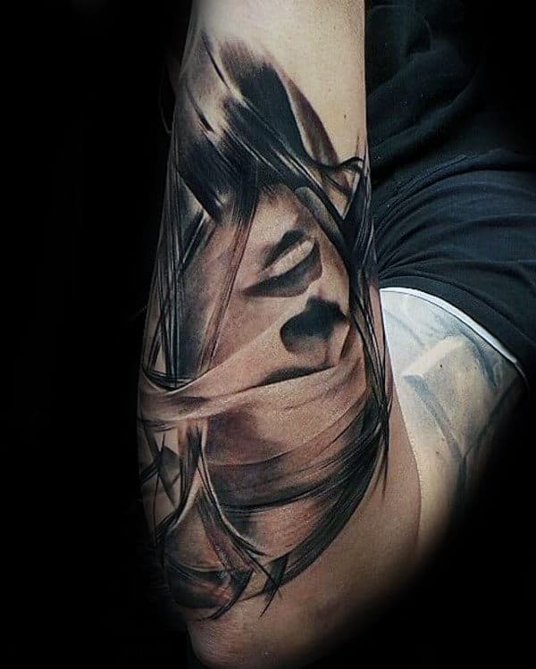 Lady Justice Outer Forearm Tattoos For Men