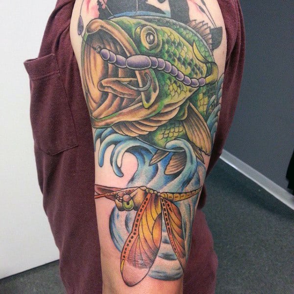 Lake Bass Fishing Sleeve Tattoo Inspiration