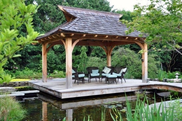 Lake Covered Pergola Floating Deck Home Ideas