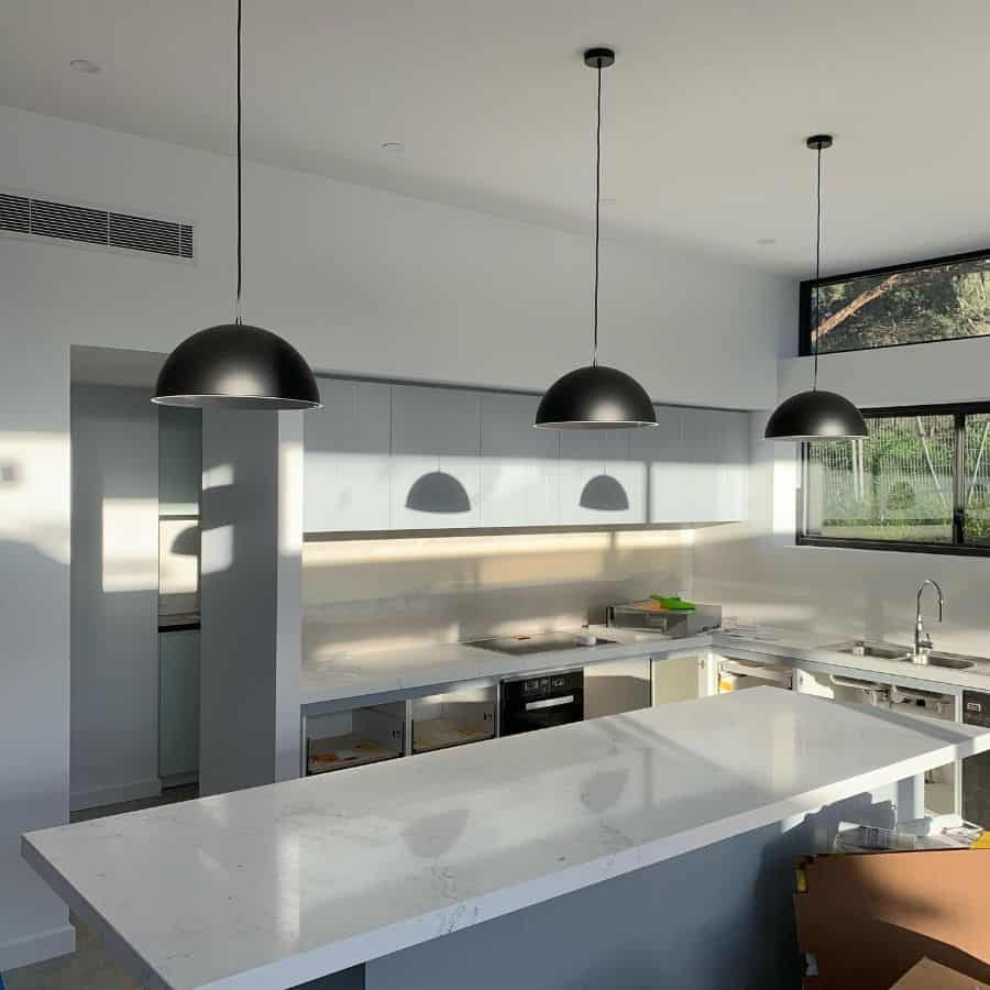 low hanging black pendant kitchen lamps