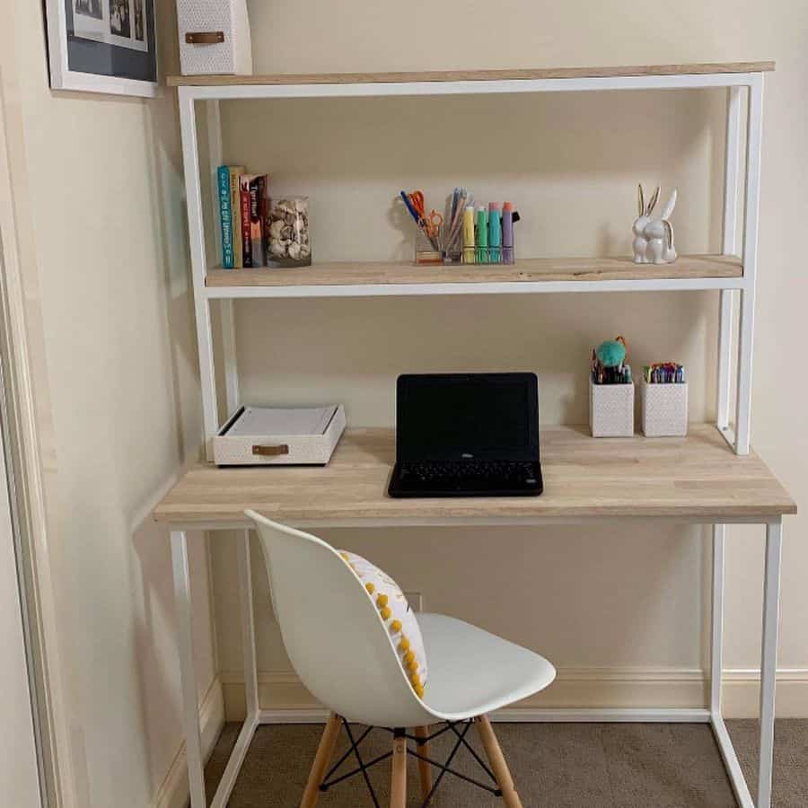 simple wood shelf desk computer home office