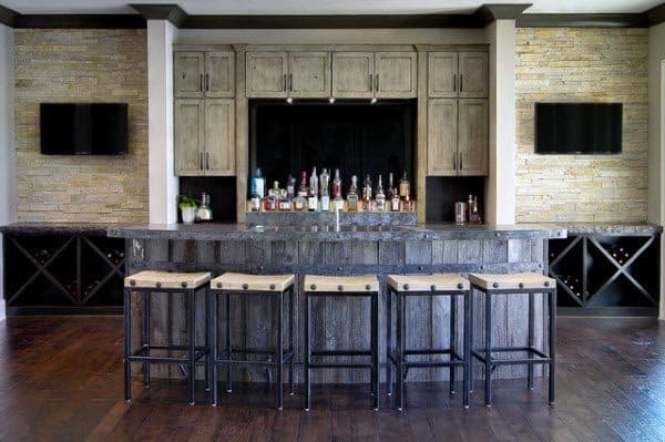 Large Bar Rustic Basement Ideas