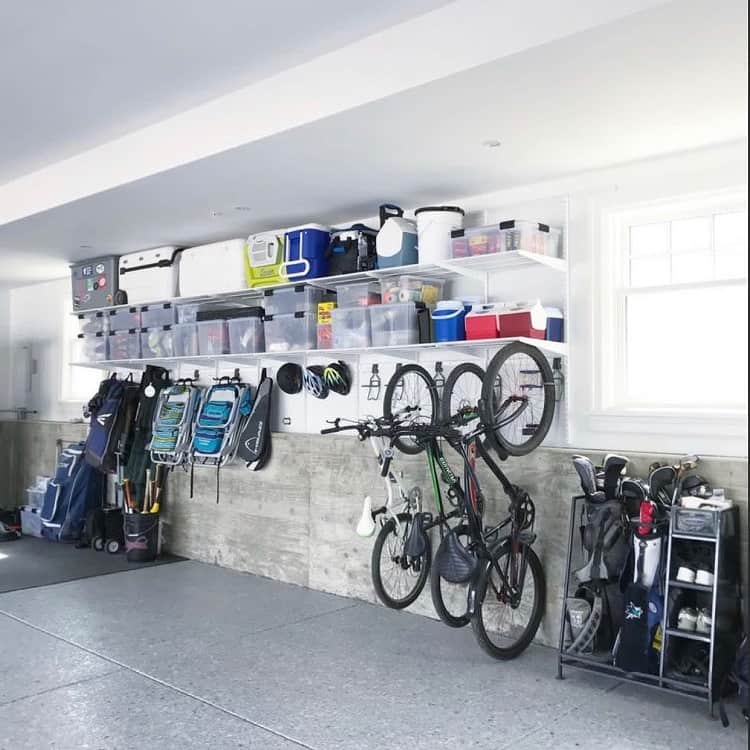 large space wall mounted garage shelves 