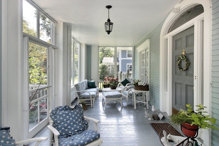 white screened porch