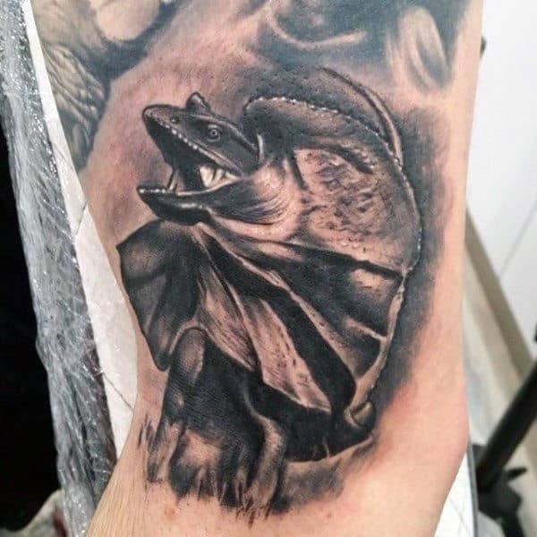 Large Winged Iguana Lizard Tattoos On Mens Arms