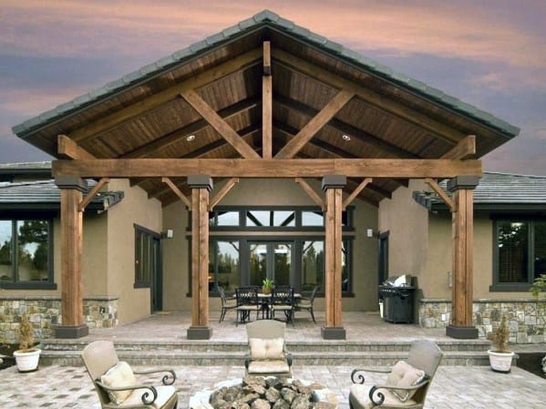 large wood impressive patio roof 