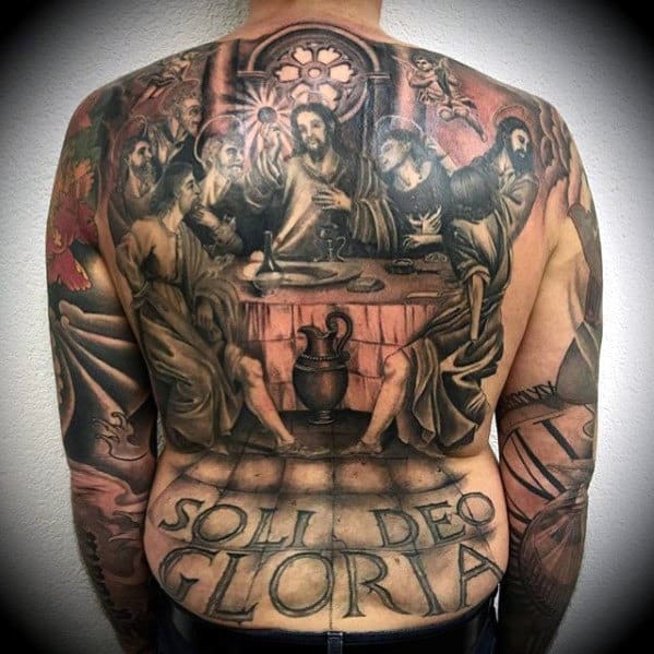 Last Supper 3d Mens Jesus Back Tattoo Ideas