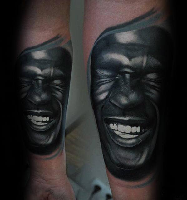 Laughing Michael Jordan Guys Inner Forearm Tattoo