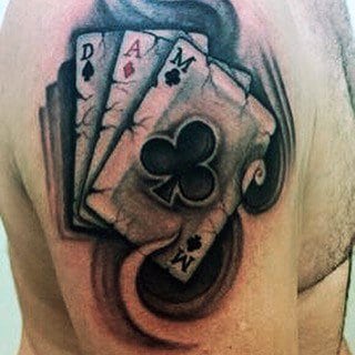 Layered Playing Card Tattoo Mens Arms