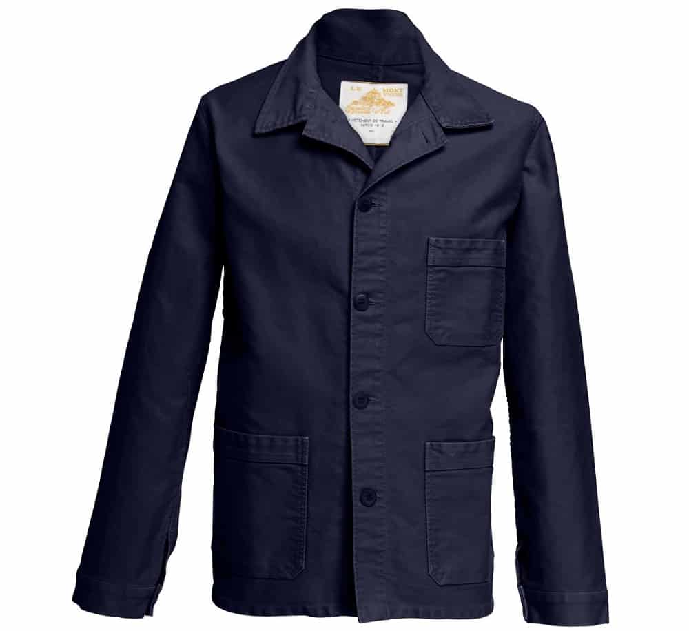 le mont st michel stone washed french worker jacket blue
