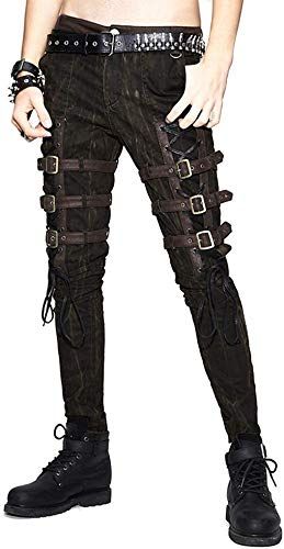 Man wearing pants with black buckles