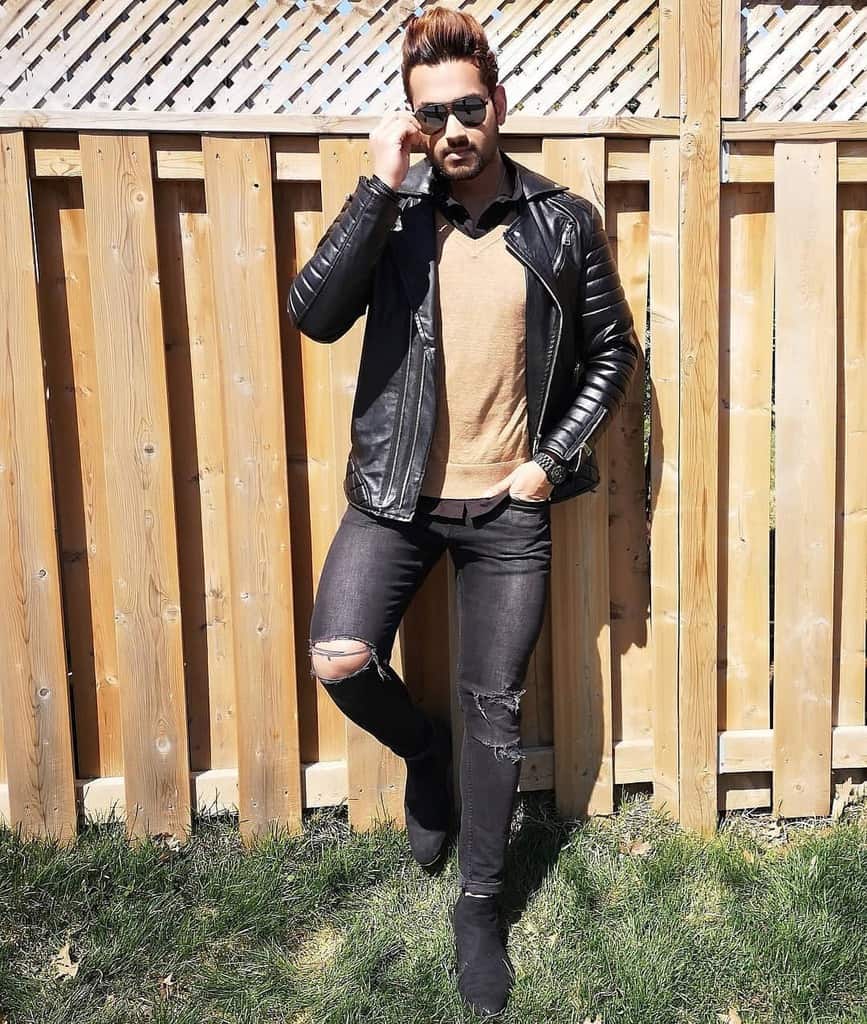Leather Jacket Ripped Jeans Outfit