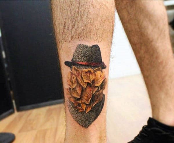 Leaves Portrait Guys Abstract Lower Leg Fall Tattoos
