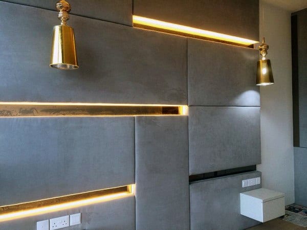 led lighting modern gray headboard