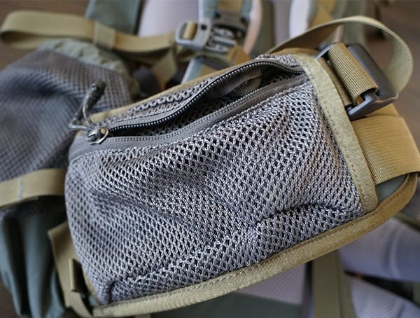 Left Mesh Zippered Compartment Pocket Fjallraven Kajka Backpack On Hip Belt