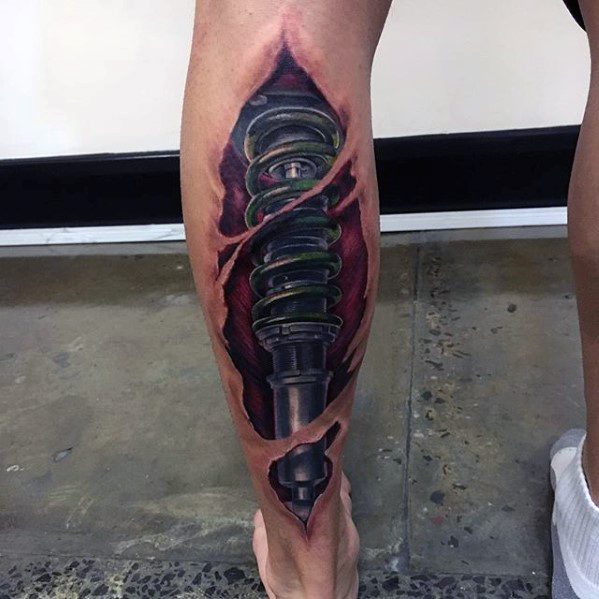 Leg 3d Mens Cool Suspension Tattoo Ideas