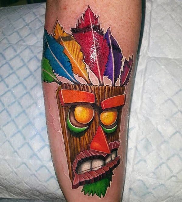 Leg Aku Aku Crash Bandicoot Guys Tattoo Ideas