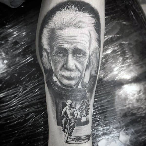 Leg Albert Einstein Tattoo Ideas For Males