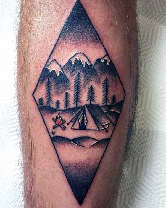 Leg Amazing Mens Tent Tattoo Designs