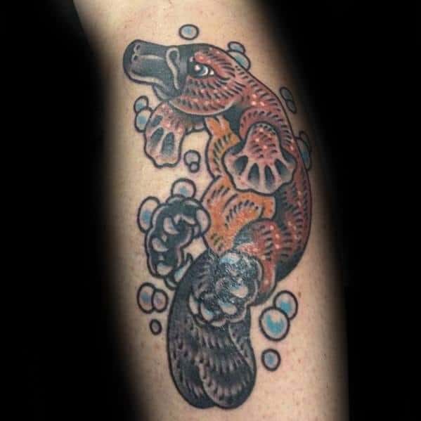Leg Artistic Male Platypus Tattoo Ideas