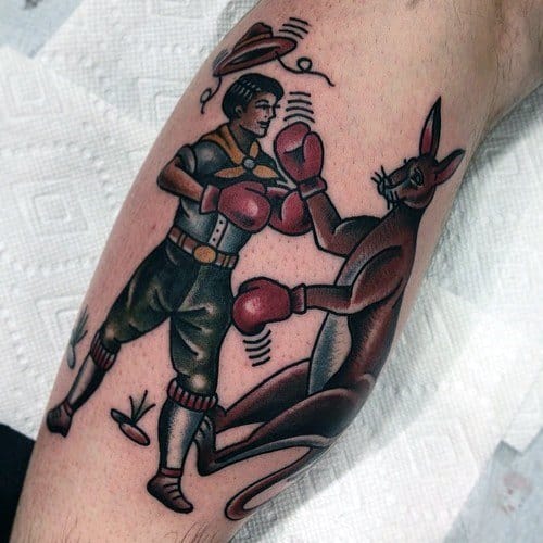 Leg Boxing Kangaroo Guys Tattoo Ideas