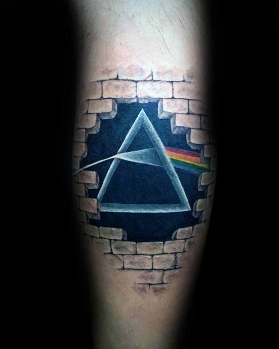 Leg Calf 3d Dark Side Of The Moon Guys Tattoo Designs