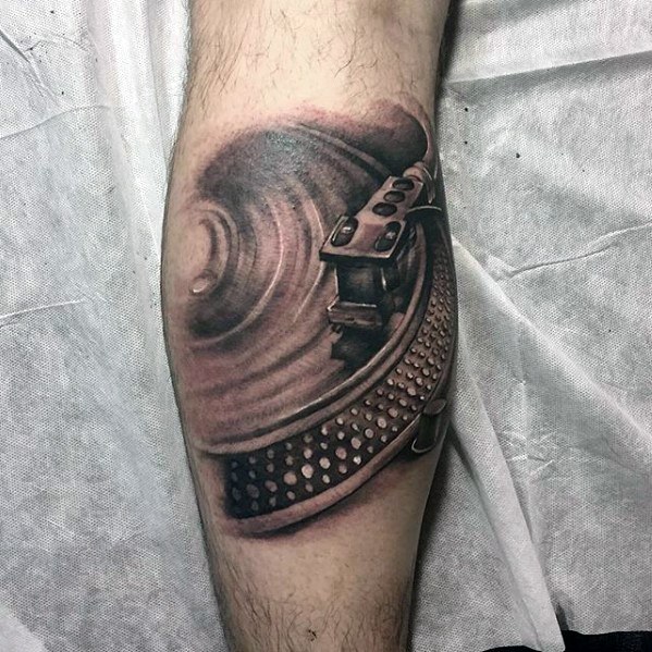 Leg Calf 3d Vinyl Record Tattoos For Gentlemen